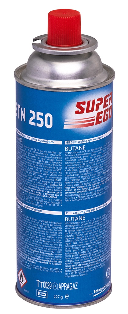 CARTUCHO GAS COCINA BUTANO SUPER EGO 220 G SEH0038
